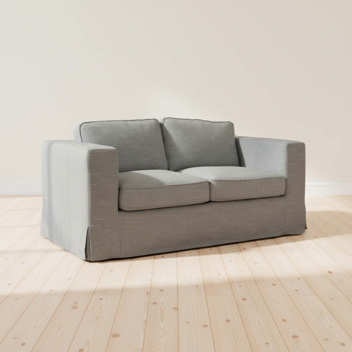 SOFÁ CON FUNDA DESMONTTABLE - 2 CUERPOS TELA-Y-MADERA GRIS CHARLIE 