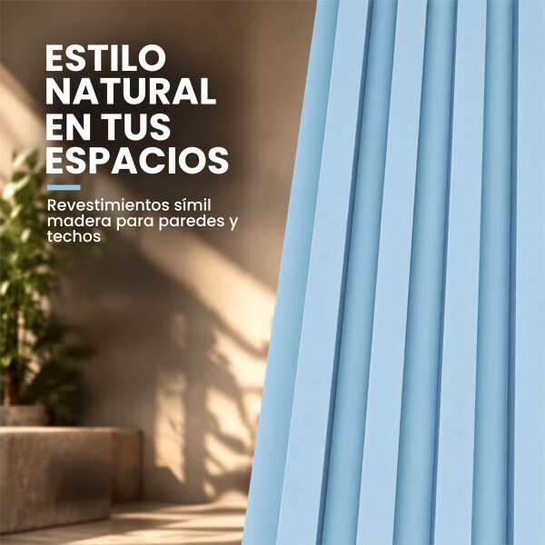 Pack x50 Wpc Simil Madera Wall Panel Lambrin 2.90x16.7 Celeste 1