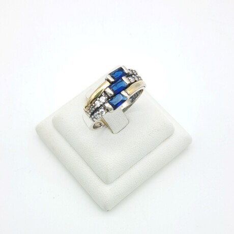 Anillo de plata 925, double en oro 18 ktes y circonias. Anillo de plata 925, double en oro 18 ktes y circonias.