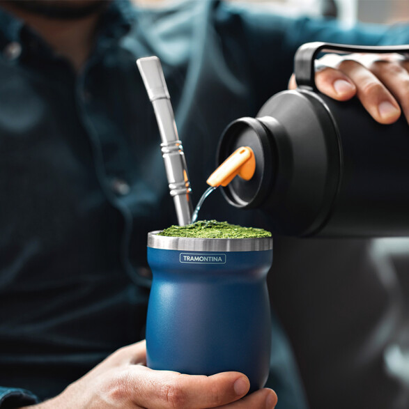 Mate azul en acero inoxidable 240ml -TRAMONTINA TF1488