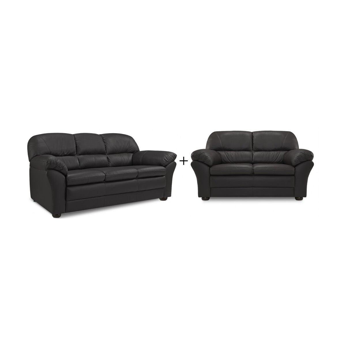 JUEGO - DE SILLONES CUERO FIRENZE NEGRO 3 + 2 CUERPOS 
