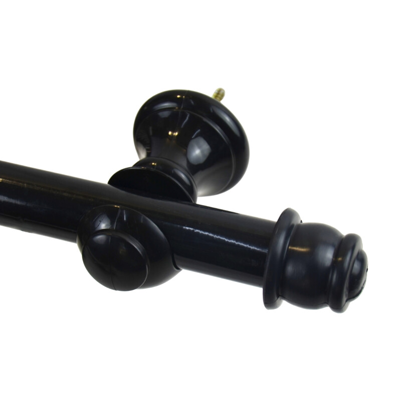 Barrote cortina de metal 3 m 28 Mm + 3 Soportes NEGRO