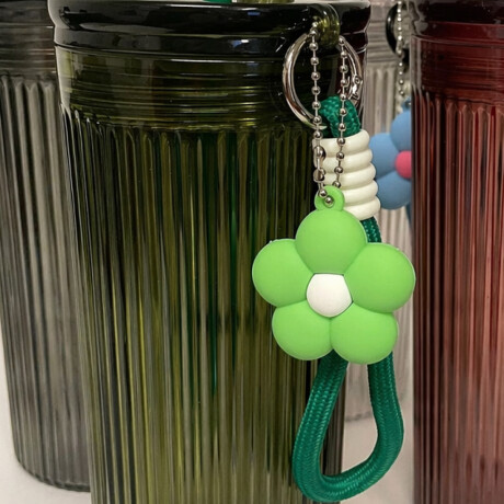 Vaso acrílico con sorbito y colgante flor 750ml Verde