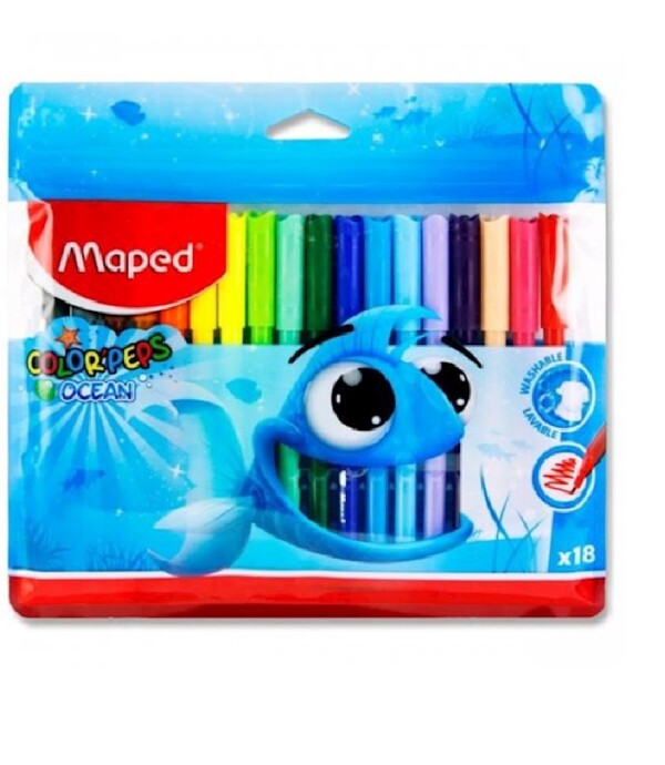 MARCADORES MAPED OCEAN x18 Único