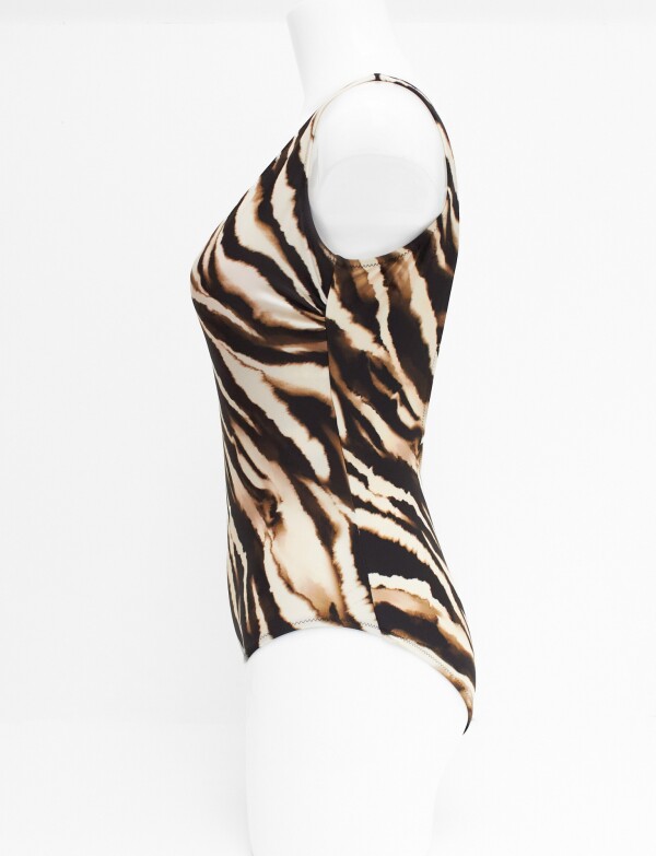 Malla Enteriza Con Escote V MULTI/MARRON