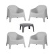 Set x4 Sillones Skarpo + Mesa GRIS CLARO