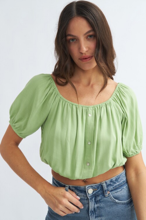 Blusa off shoulder crop top Verde Lima