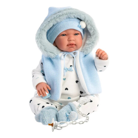 Muñeco Llorens 18439 - Bebé Tino Con Abrigo Capucha Celeste 44 Cm Muñeco Llorens 18439 - Bebé Tino Con Abrigo Capucha Celeste 44 Cm