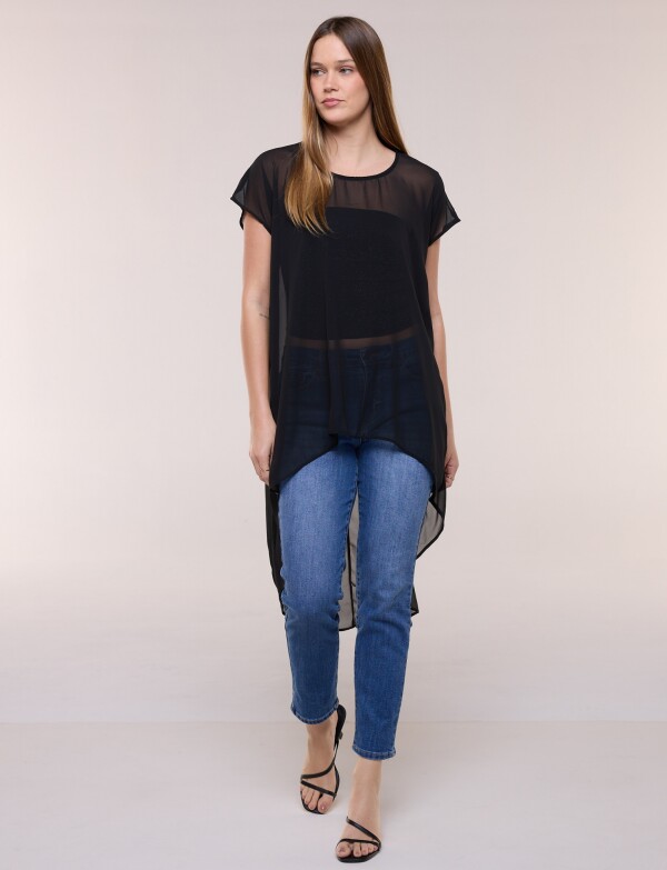 Blusa Larga Gasa NEGRO