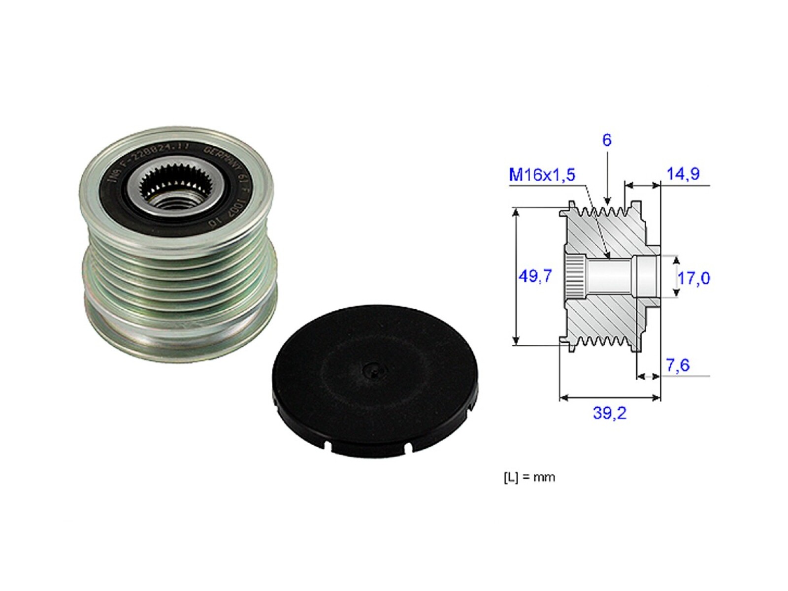 Polea Alternador Marcha Libre Mercedes Benz Sprinter 313Cdi 413 Cdi Rueda Sencilla Trasera/C 200 Cdi (W202)/Sprinter 313Cdi 413 