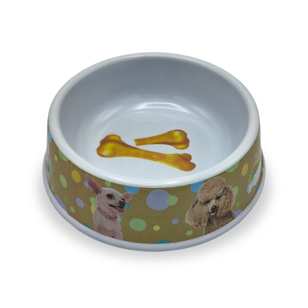Plato Comida Agua Mascota Perros Gatos Comedero Bebedero Variante Color Mostaza