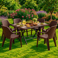 Set Mesa plegable + 6 Sillas Babel Marrón
