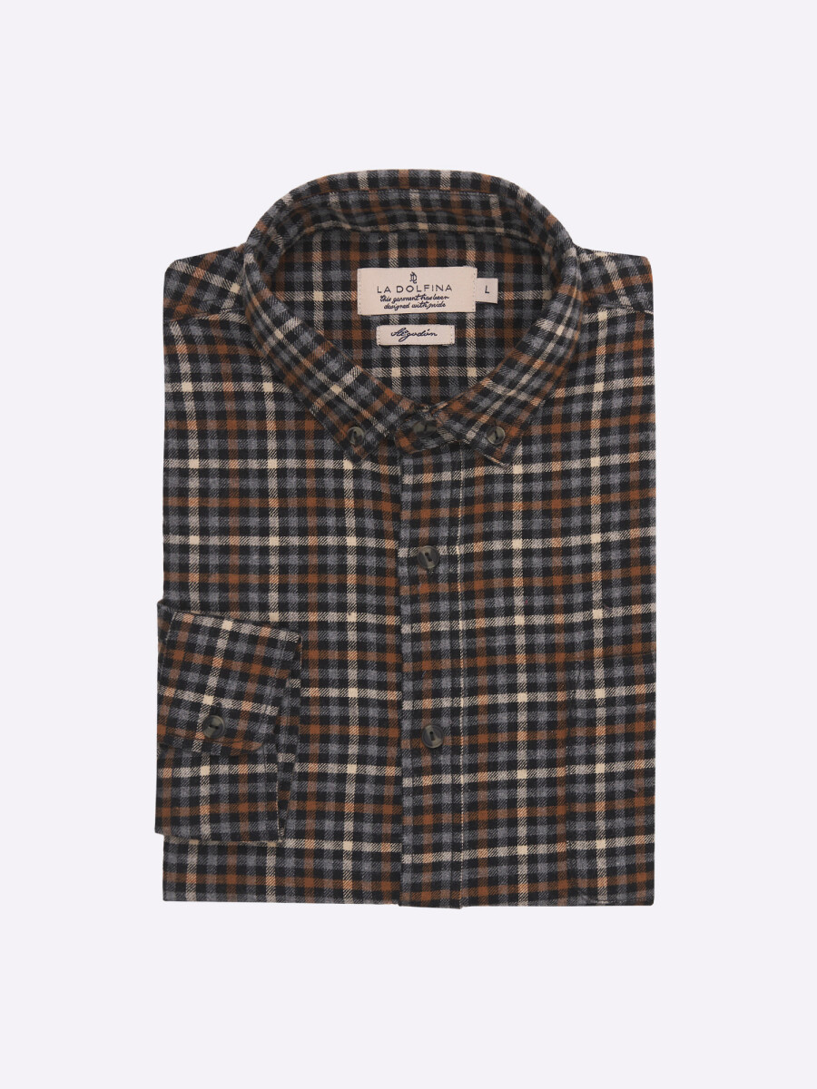 Camisa franela cuadros - gris 