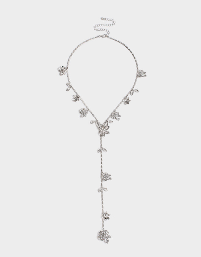 Collares Largos Flores Largos - Plateado