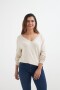 Sweater escote en V liso BEIGE