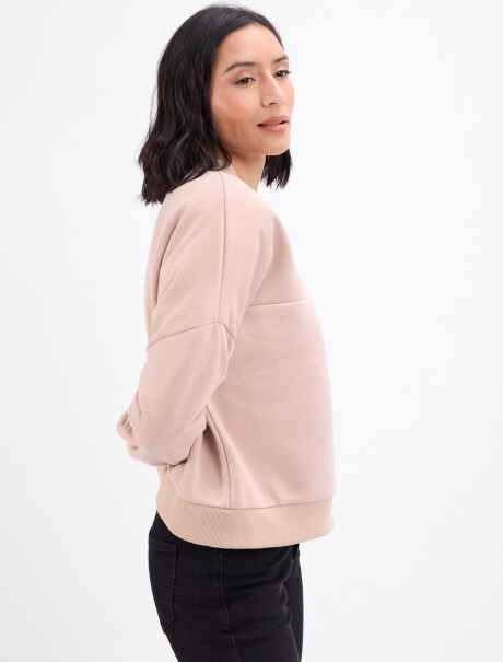 Campera felpa bomber beige