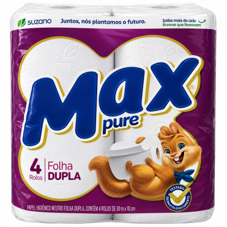 PAPEL HIGIENICO MAX PURE DOBLE HOJA 30 MT 4 ROLLOS PAPEL HIGIENICO MAX PURE DOBLE HOJA 30 MT 4 ROLLOS