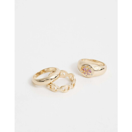 Set De Anillos De Metal Dorado Dorado