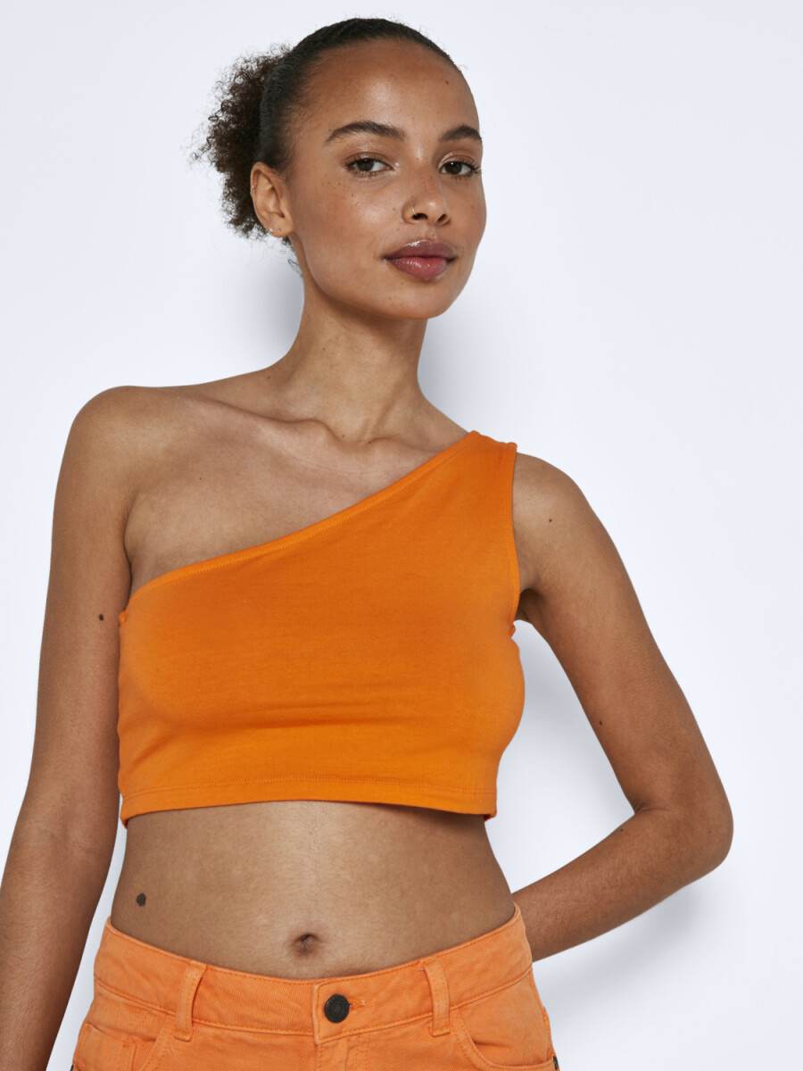 Nmkerry One Shoulder Cropped Top - Vibrant Orange 