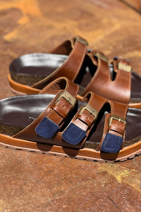 Te Fuiste Sandals Chocolate Con Azul