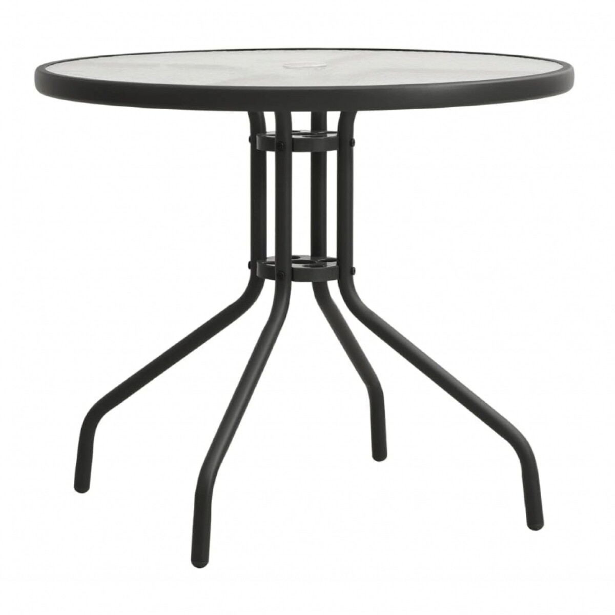 Mesa Redonda Ø80cm De Vidrio Para Jardín Negra 