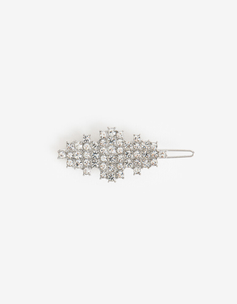 Horquillas con Accesorios Strass Hebilla Francesa Con Strass. - Plateado