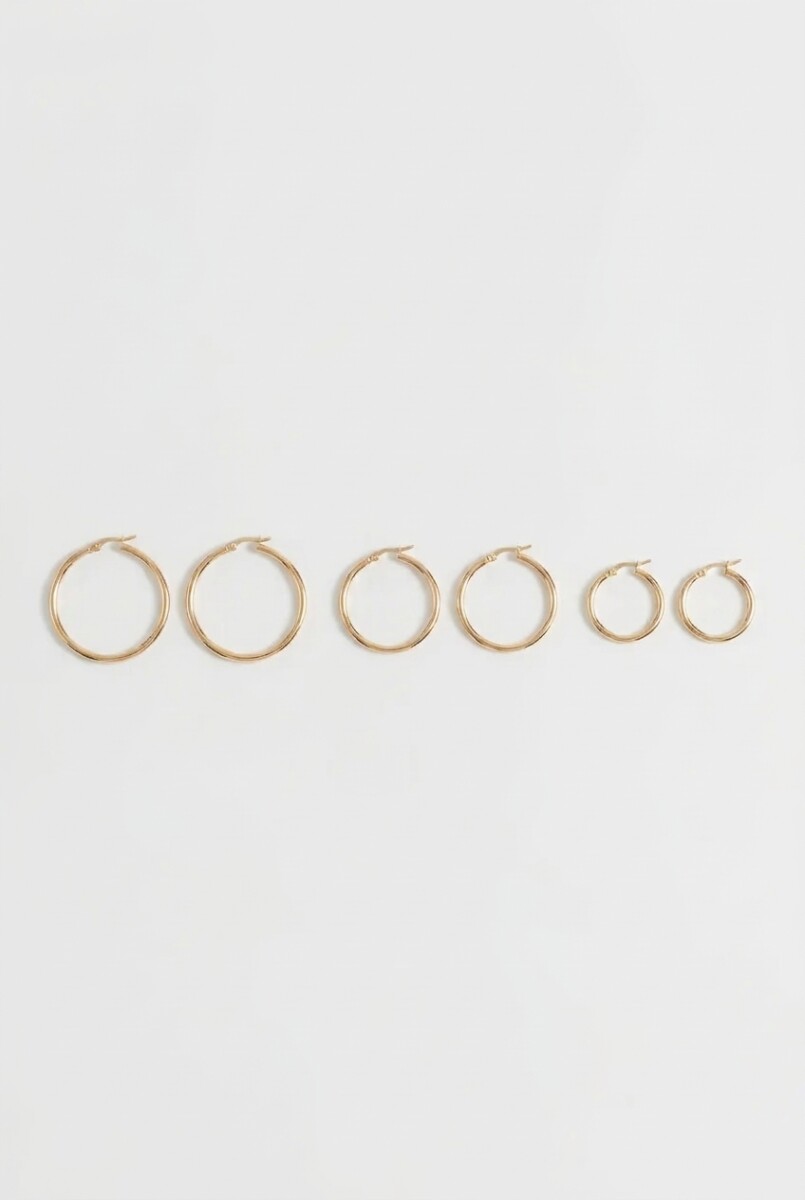 Set de 3 aros de acero grandes - dorado 