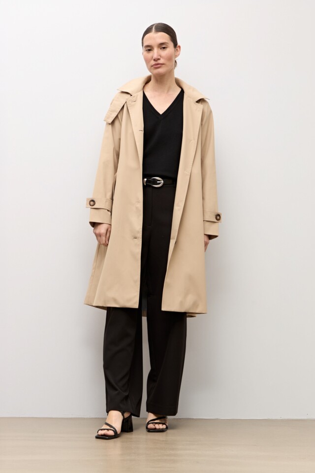 Trench clásico capucha desmontable beige
