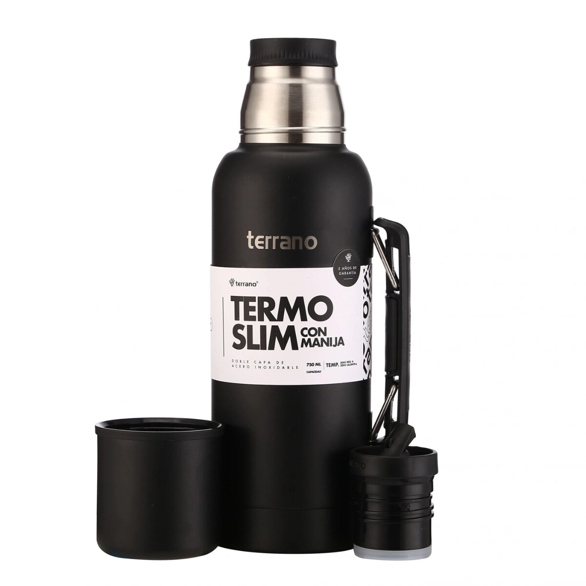 Termo Terrano Slim con Manija 750ML - NEGRO 