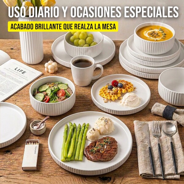 Juego De Vajilla Set Completo de 16 Piezas Lujan Ceramica Moderno IMBACK Color Blanco Juego De Vajilla Set Completo de 16 Piezas Lujan Ceramica Moderno IMBACK Color Blanco