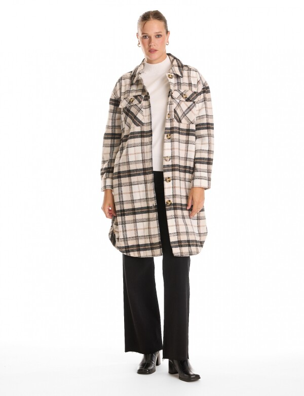 Sobrecamisa Larga Cuadros MULTI/TOSTADO