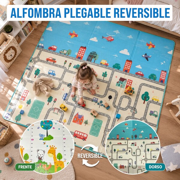 Alfombra Plegable Para Bebes Niños Reversible Antigolpes IMBACK Color Blanco Alfombra Plegable Para Bebes Niños Reversible Antigolpes IMBACK Color Blanco
