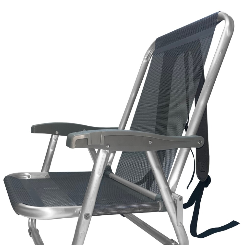 Silla Playa Pesa Alum. Baja C/mochila Apta 120kg Buzios Zaka NEGRO