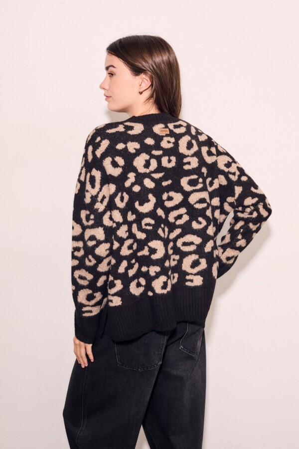 Sweater Animal Print Negro