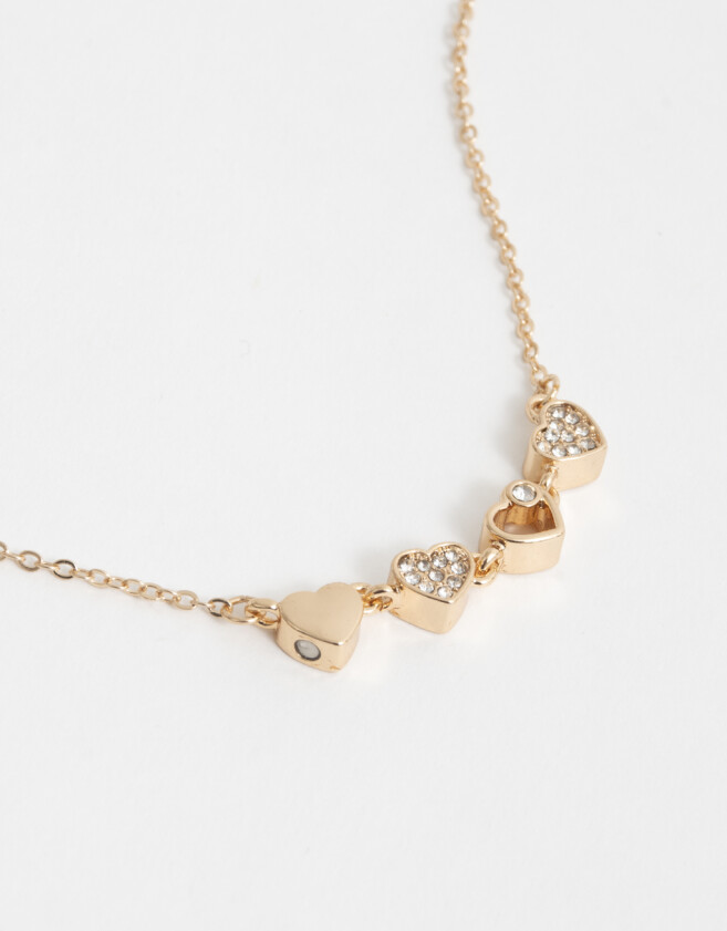 Collares Cortos Bañada en Oro Collar Corto Corazones Bañado En Oro - Dorado