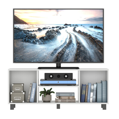 Mueble Rack de Tv Hasta 50" Manhattan de Piso con 2 Puertas y Estantes 120 cm de Ancho - Manchester / Blanco Mueble Rack de Tv Hasta 50" Manhattan de Piso con 2 Puertas y Estantes 120 cm de Ancho - Manchester / Blanco