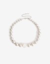 Collares Cortos Acrilico Collar Corto Metal Y Resina - Plateado Plata Cepillada Mate