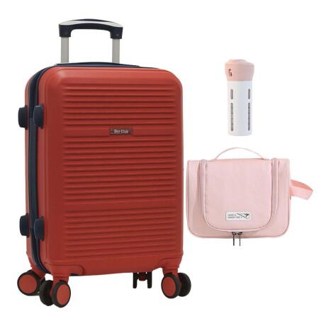 Set Viaje Valija Rígida Grande + Neceser + Dispensador 4 Bot Rojo