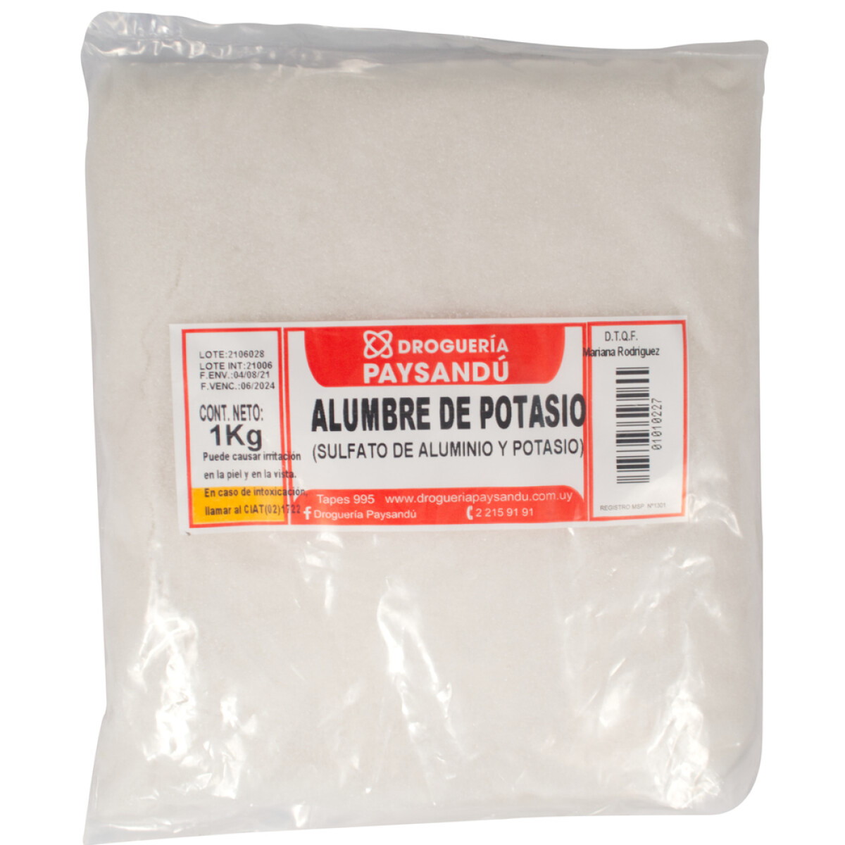 Alumbre de Potasio - 1 Kg 