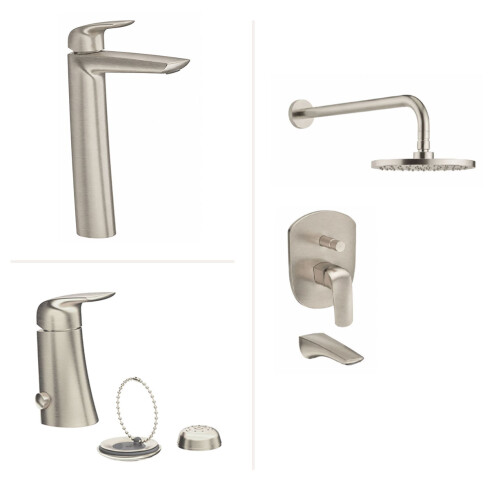 JUEGO DE GRIFERIA COMPLETO FV EPUYEN BRUSHED NICKEL GRIS-BRUSHED NICKEL