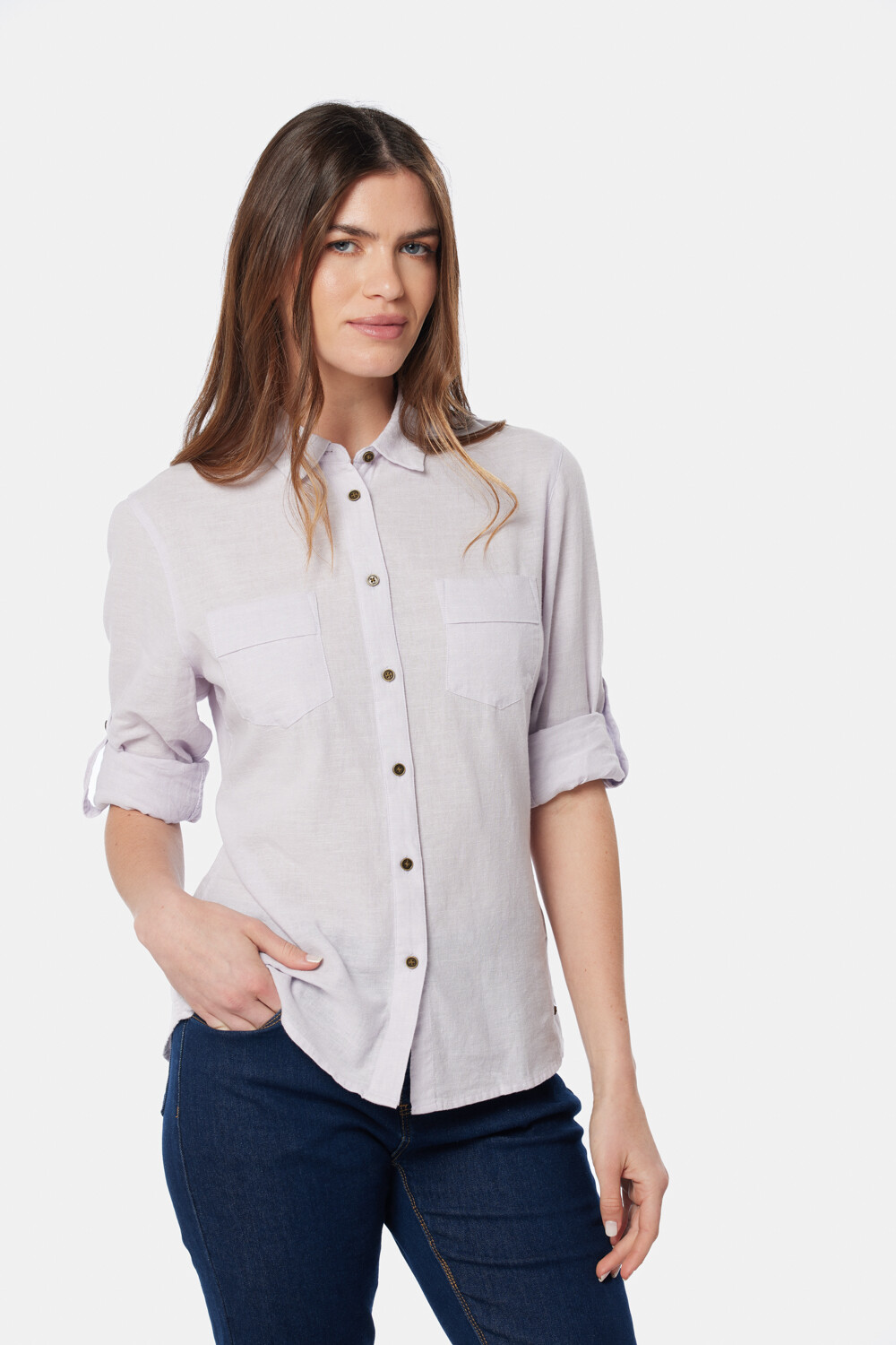 CAMISA DE LINO Lila