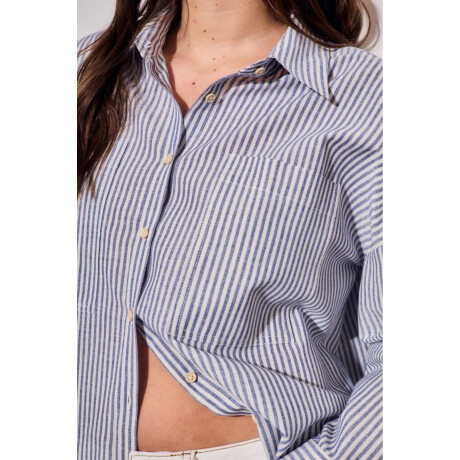 Camisa Rayada Azul