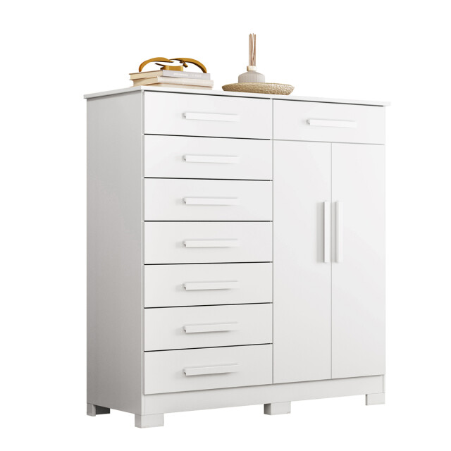Cómoda cajonera 8 cajones 2 puertas BLANCO