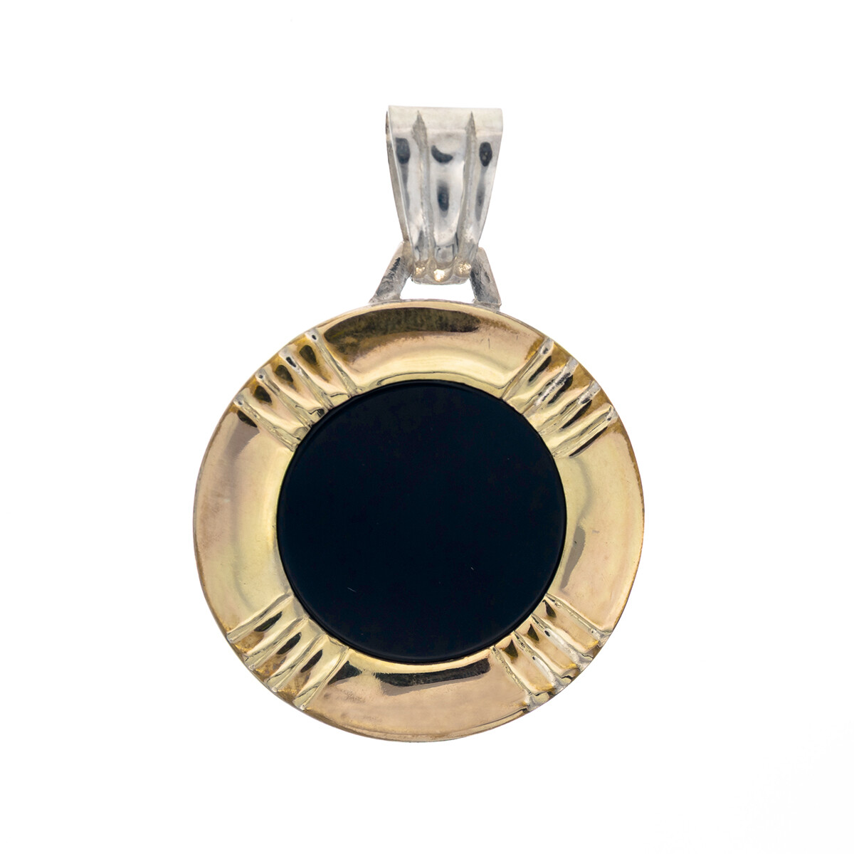 Colgante de plata 925, double en oro 18 ktes y onix. 