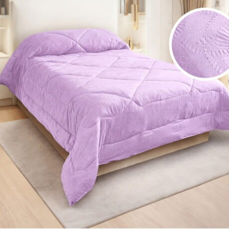 Acolchado Cotton Flor 1 Plaza Queen 3d 2.40 x 1.60 cm Lila