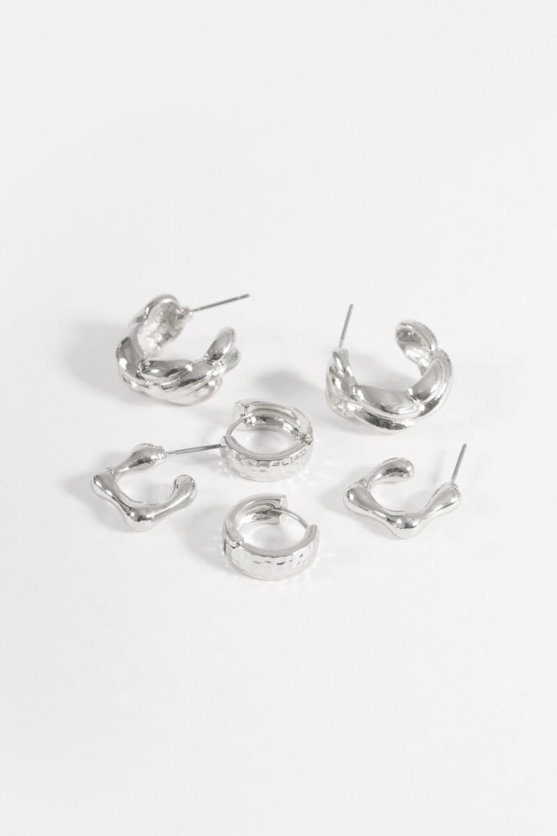 Set de 3 aros texture plateado