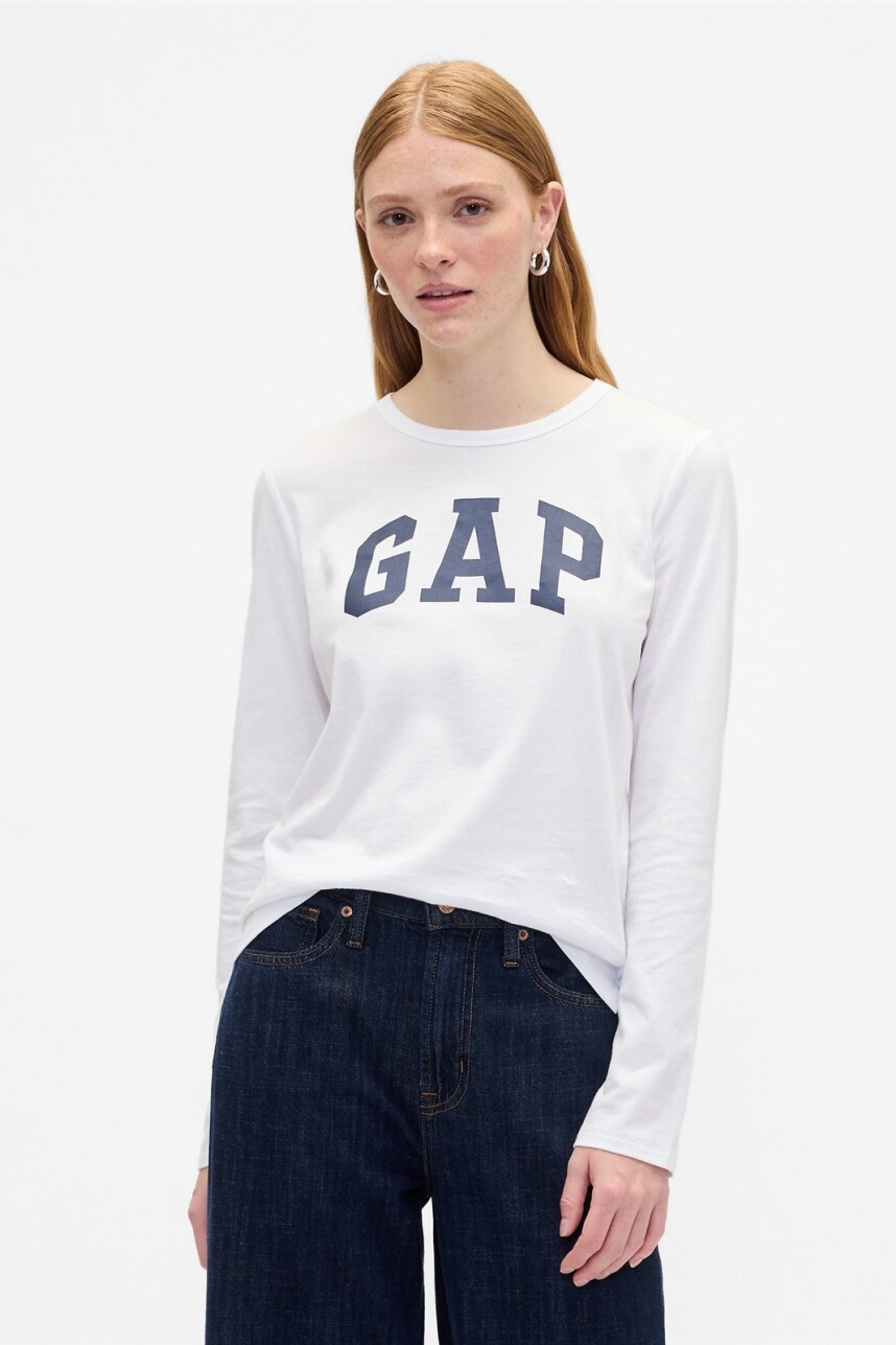 Remera Logo Gap Mujer White Uk