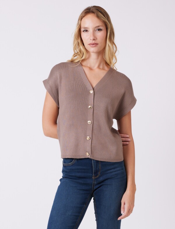 Cardigan Escote En V TOSTADO
