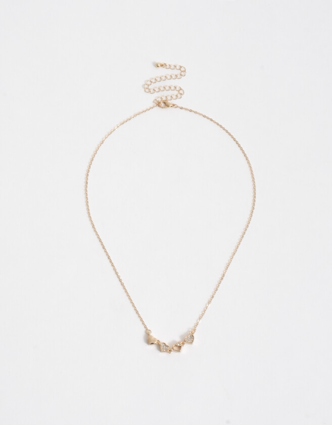 Collares Cortos Bañada en Oro Collar Corto Corazones Bañado En Oro - Dorado