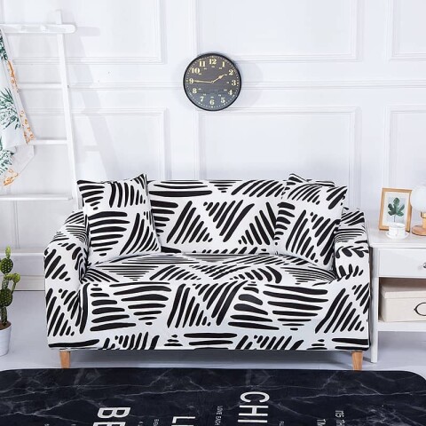 Funda sillón 1 cuerpo estampada Triangulos Negros